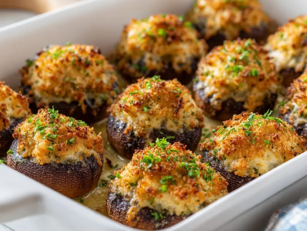 cheesy garlic bread stuffed mushrooms - featured image
