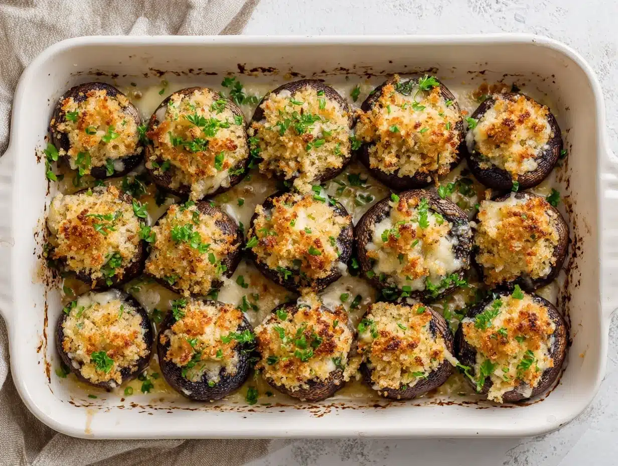 cheesy garlic bread stuffed mushrooms preparation steps