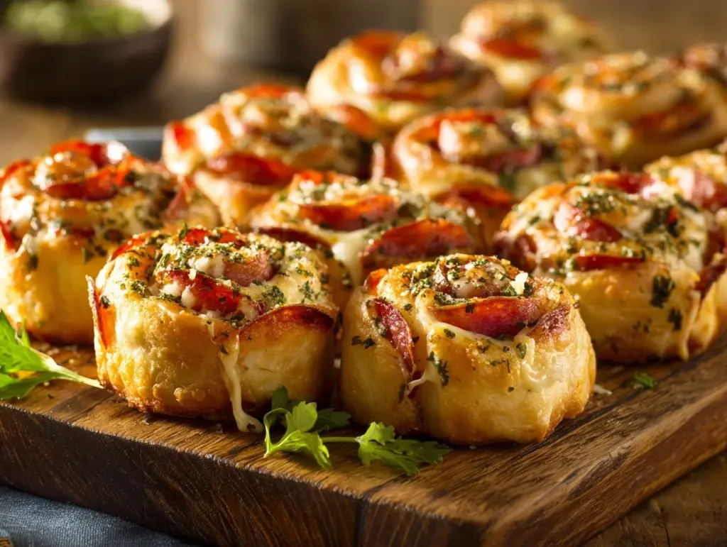 Cheesy Garlic Herb Pepperoni Pizza Rolls - featured image