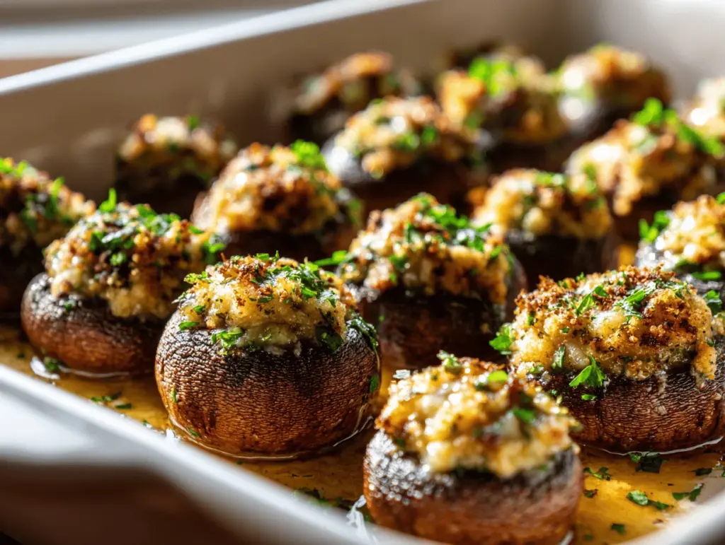 cheesy garlic stuffed mushrooms - featured image