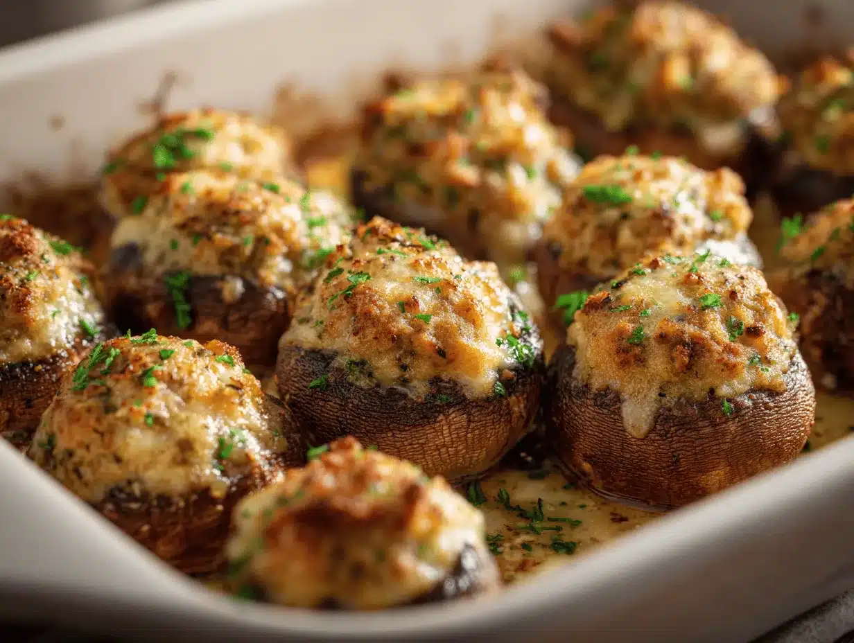 cheesy garlic stuffed mushrooms preparation steps