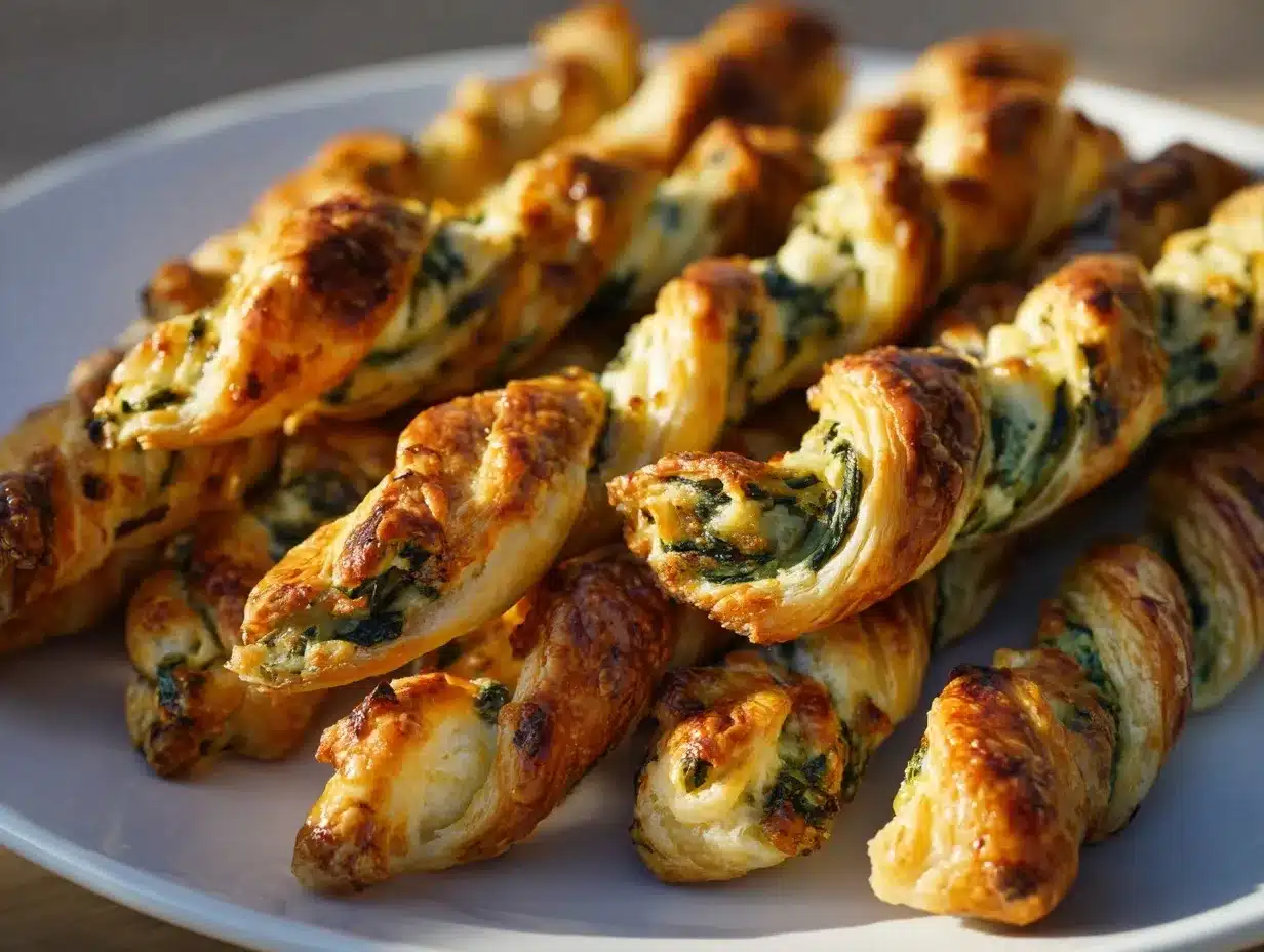 cheesy spinach artichoke puff pastry twists preparation steps