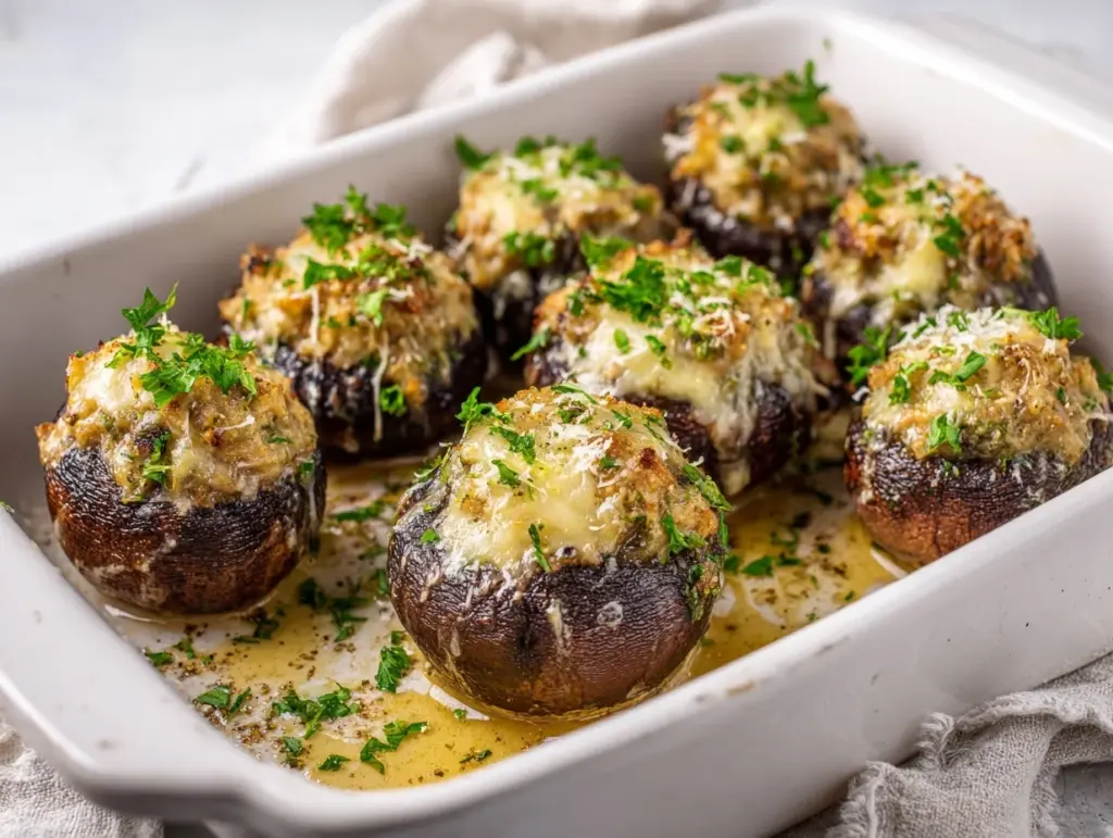cheesy stuffed mushrooms - featured image