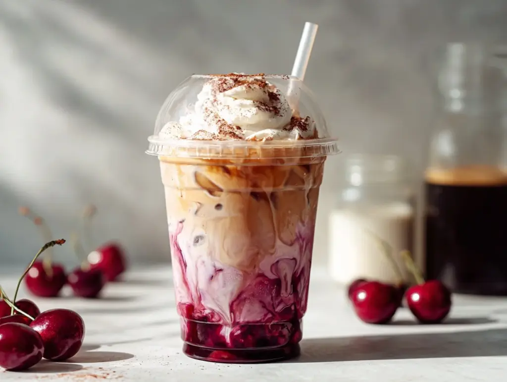 cherry vanilla iced latte - featured image