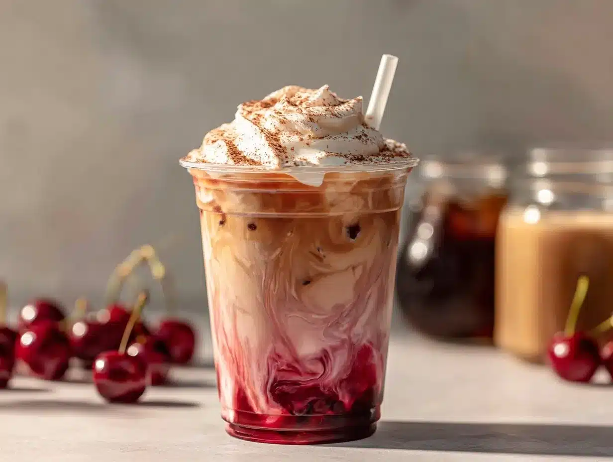 cherry vanilla iced latte preparation steps