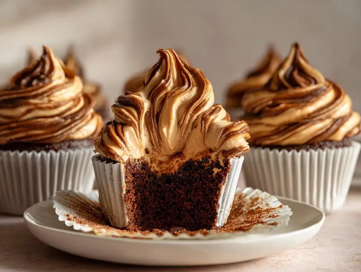 chocolate coffee cream cupcakes preparation steps