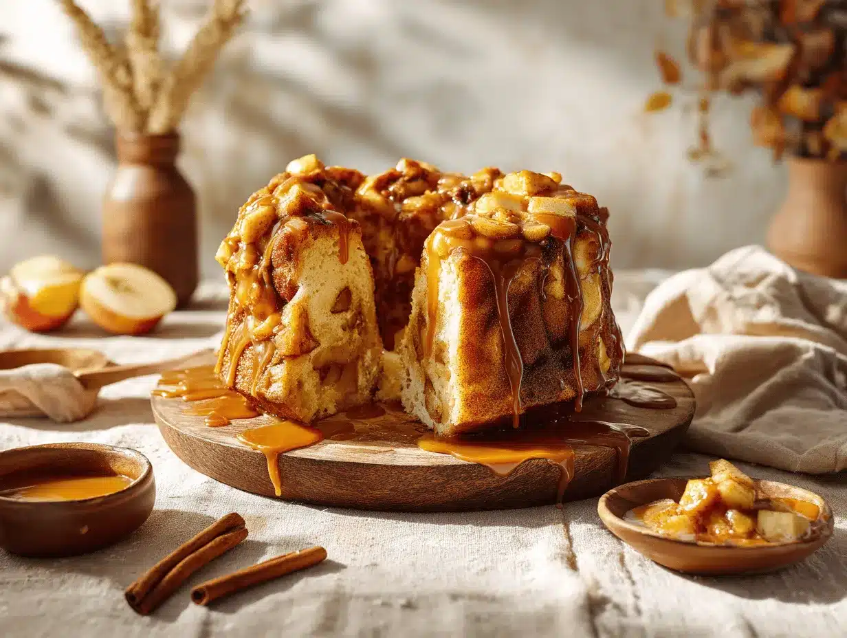 Cinnamon Caramel Apple Fritter Cake preparation steps