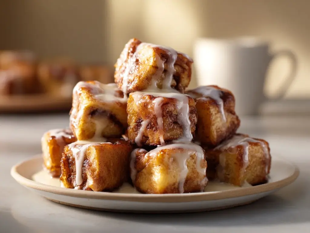 cinnamon roll French toast bites - featured image