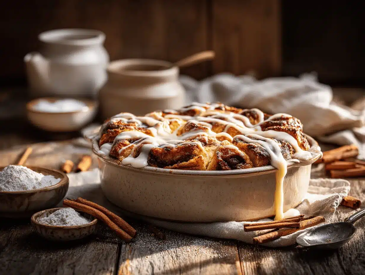 Cinnamon Roll French Toast Casserole preparation steps