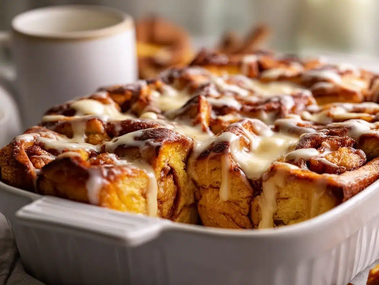cinnamon roll French toast casserole preparation steps