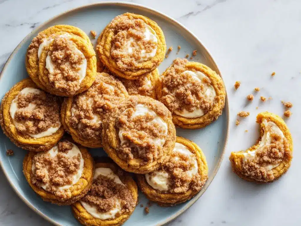 cinnamon streusel pumpkin cheesecake cookies - featured image