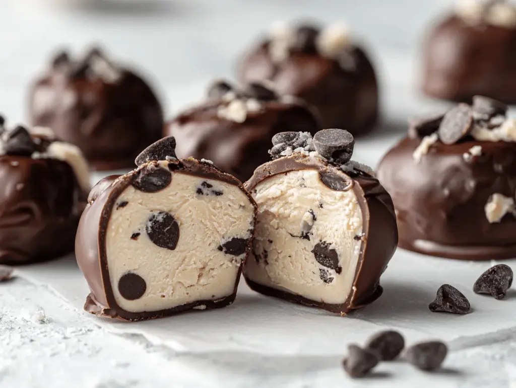 cookie dough frozen yogurt bites - featured image