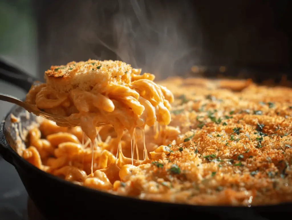 creamy roasted red pepper Alfredo pasta bake - featured image