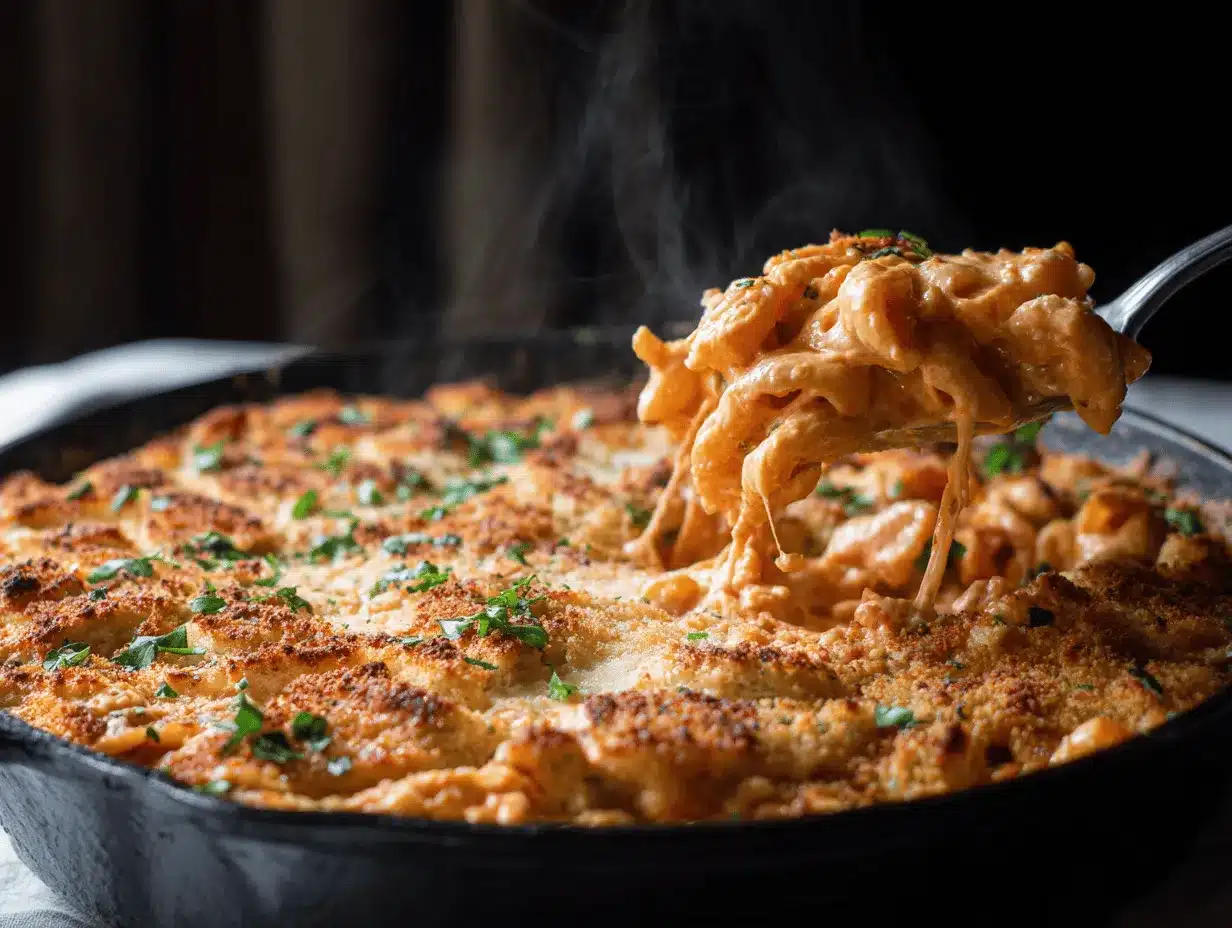 creamy roasted red pepper Alfredo pasta bake preparation steps