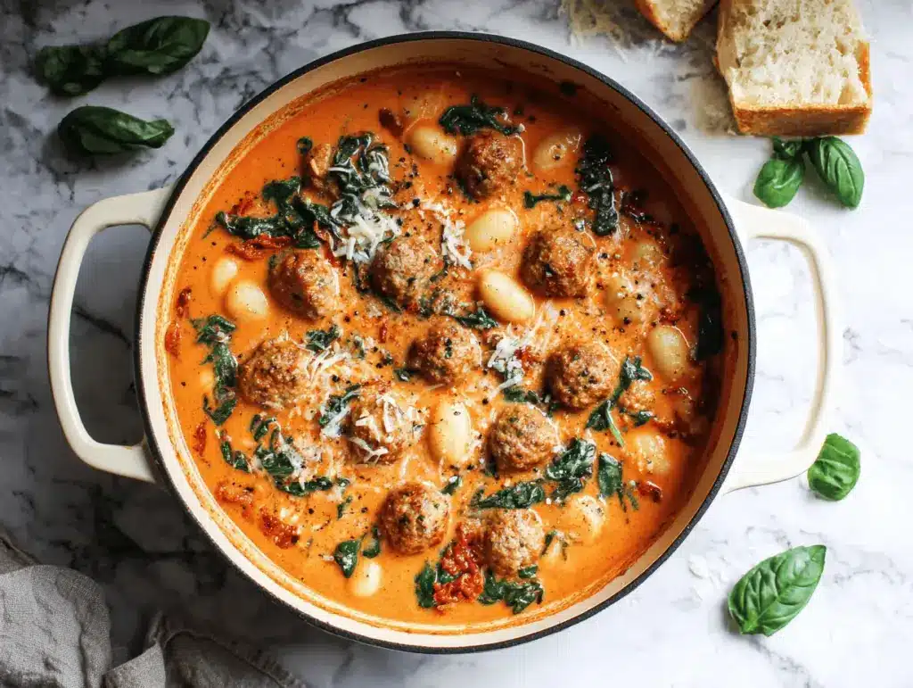 Creamy Tuscan Meatball Gnocchi Soup - featured image