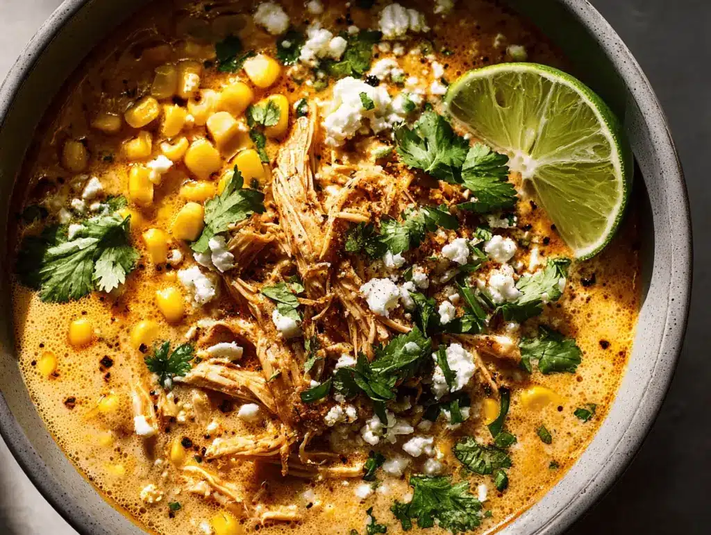 Crockpot Creamy Chicken Elote Soup - featured image