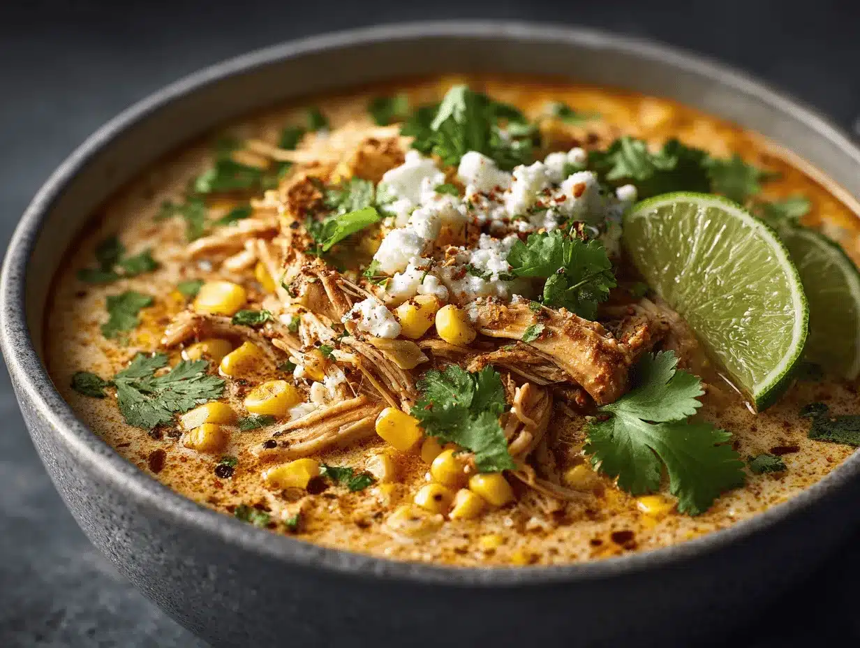 Crockpot Creamy Chicken Elote Soup preparation steps