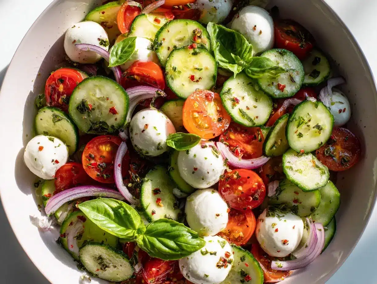 cucumber Caprese salad preparation steps