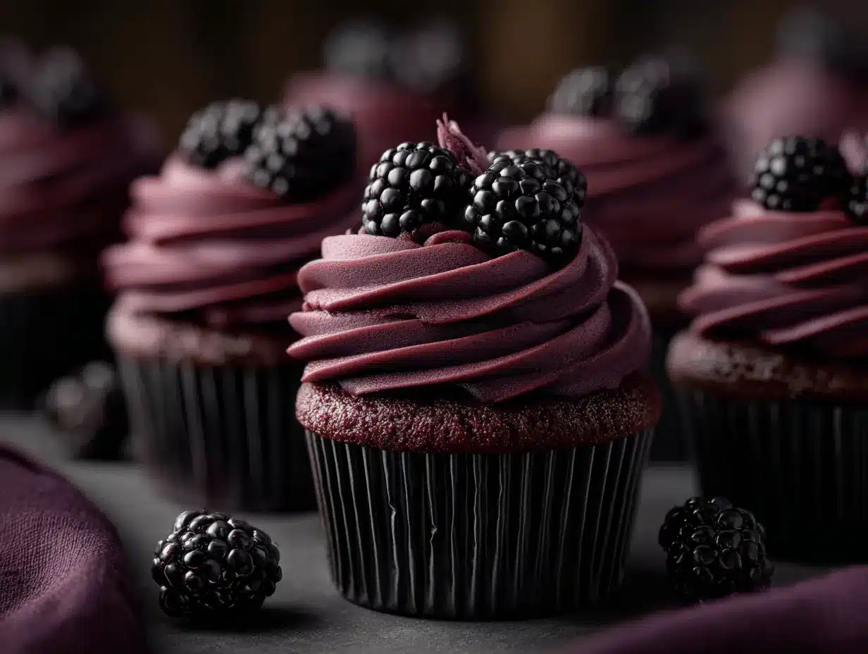 dark chocolate blackberry cupcakes preparation steps