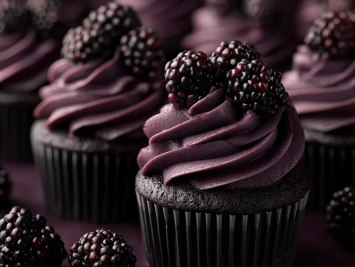 dark chocolate blackberry cupcakes preparation steps