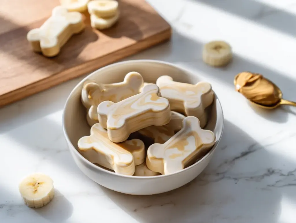 frozen peanut butter banana dog treats - featured image