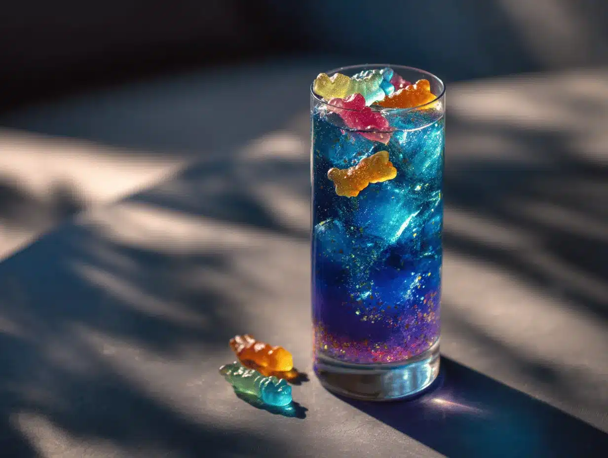 Galaxy Gummy Worm Mocktail preparation steps