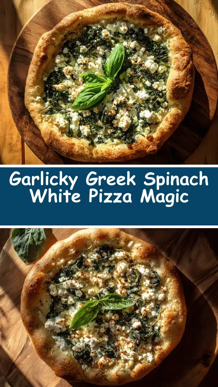 Greek roasted garlic spinach white pizza recipe