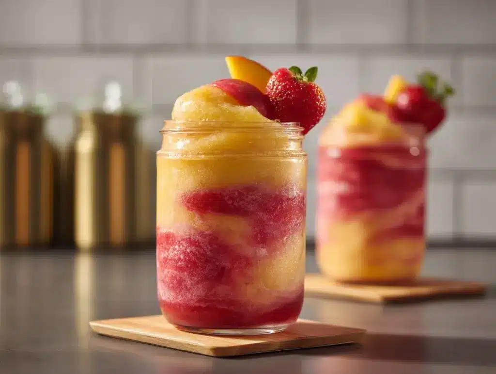 layered mango strawberry lemonade slushies - featured image