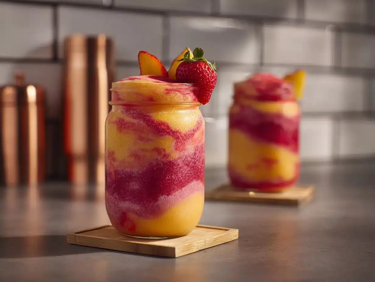 layered mango strawberry lemonade slushies preparation steps