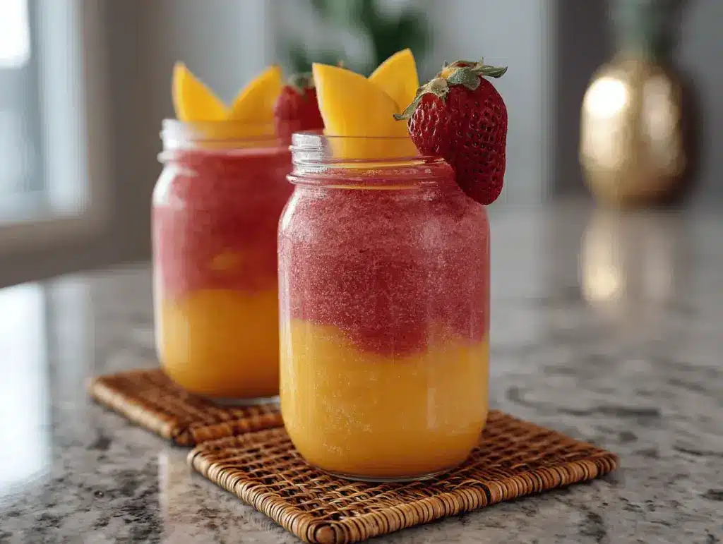 layered tropical sunset slushies - featured image
