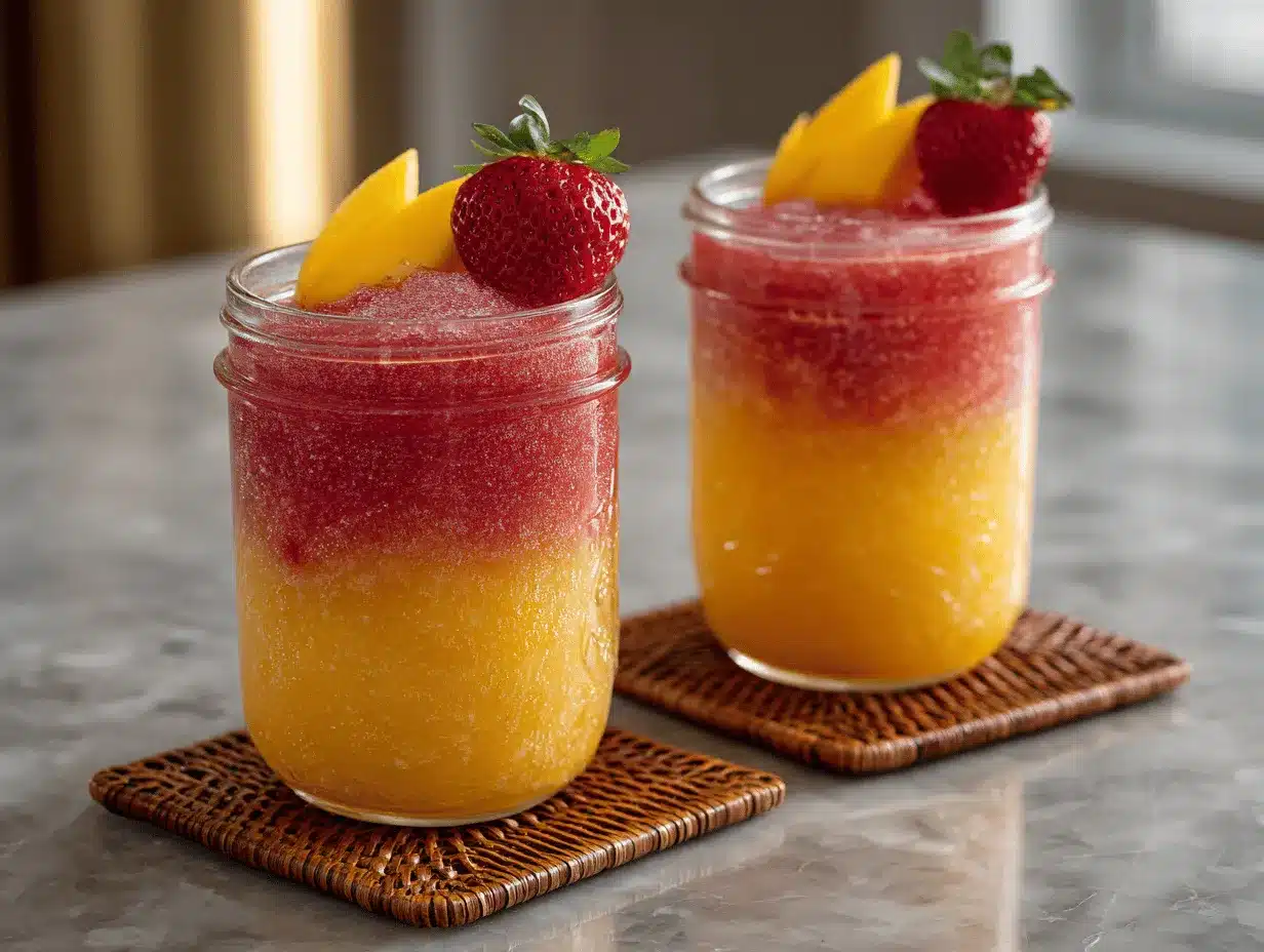layered tropical sunset slushies preparation steps