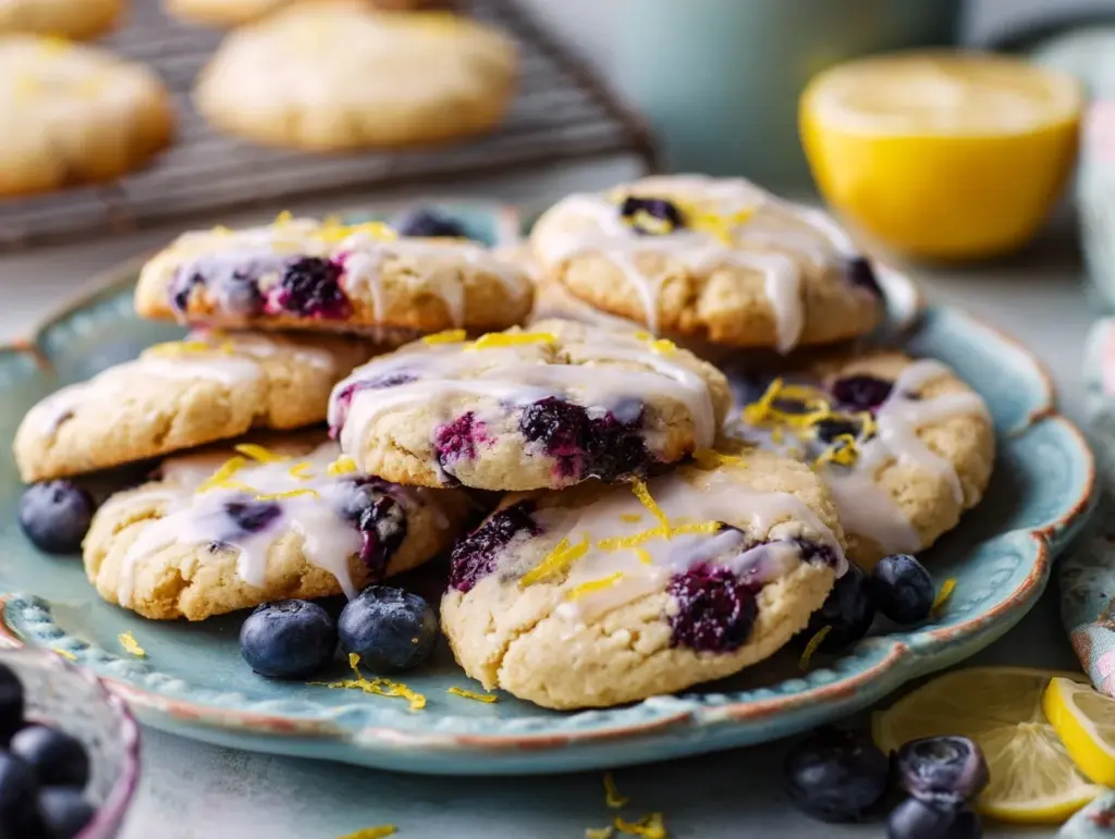 lemon blueberry shortbread cookies - featured image