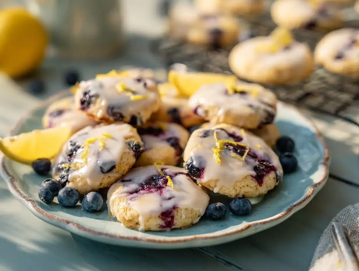 lemon blueberry shortbread cookies preparation steps