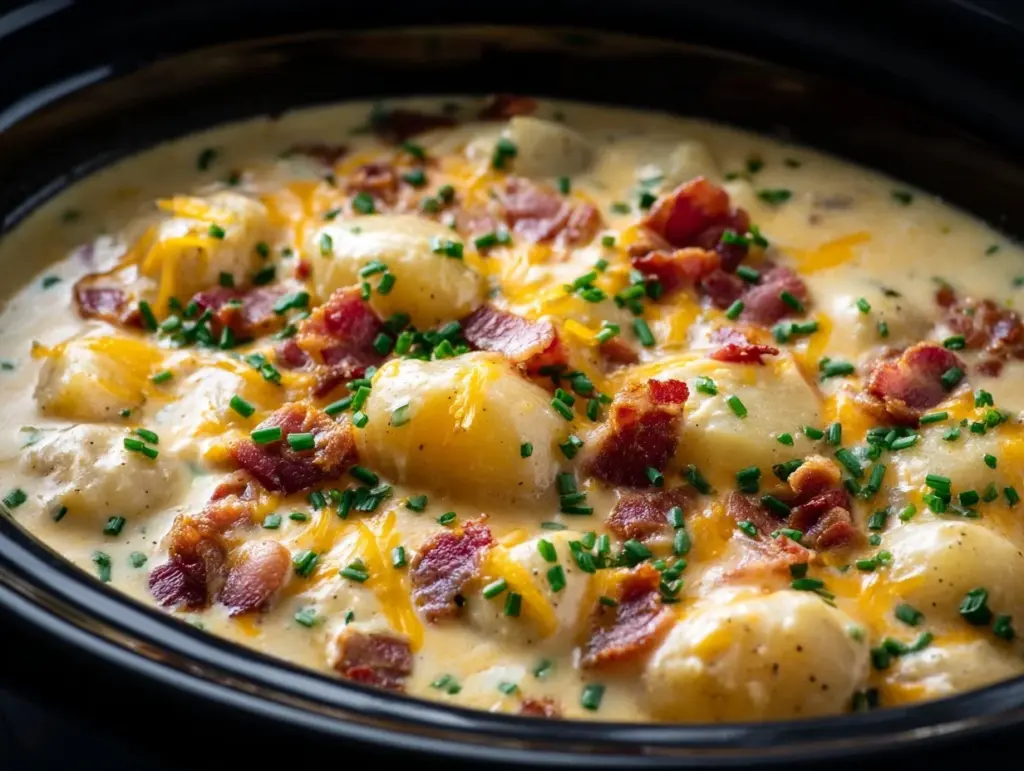 loaded crockpot ranch potato soup - featured image