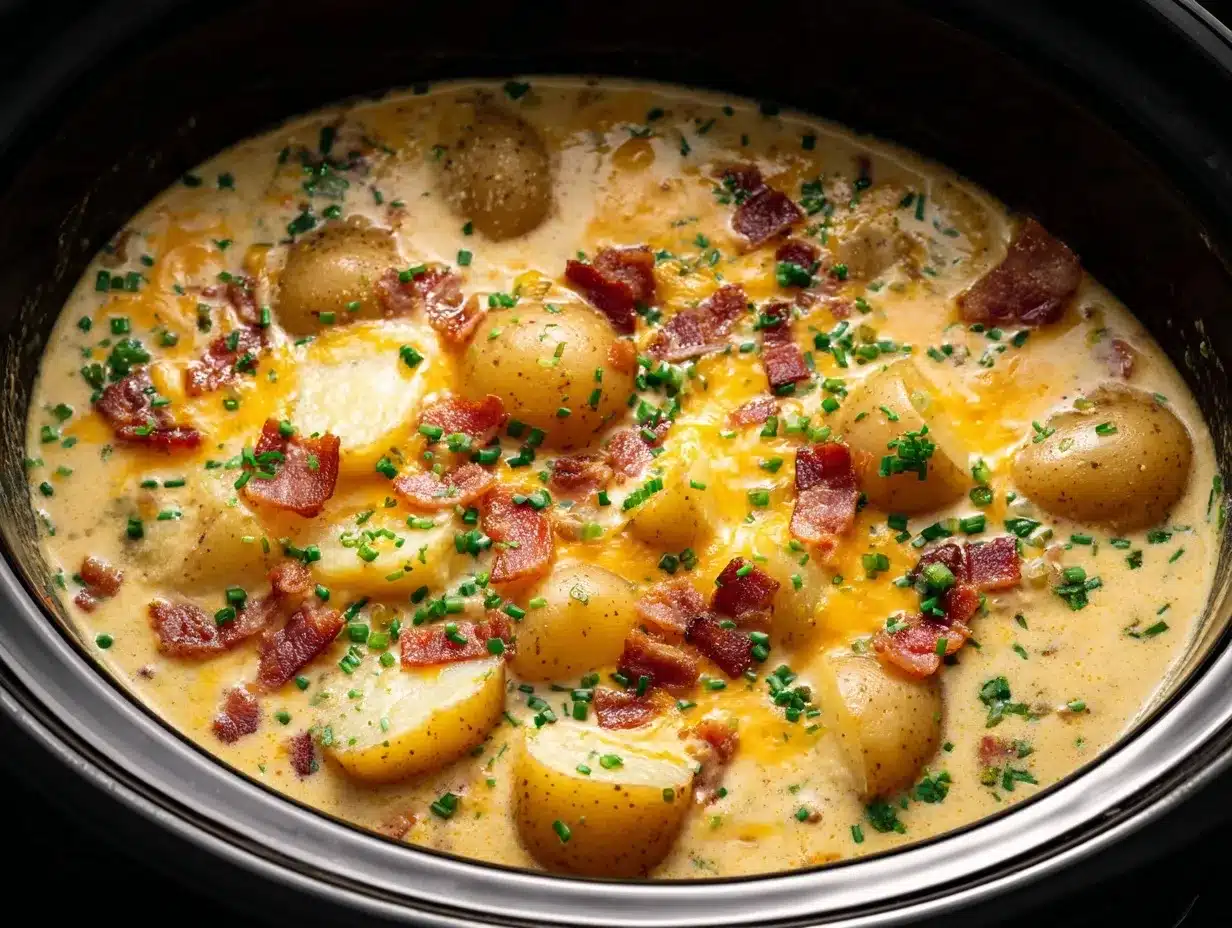loaded crockpot ranch potato soup preparation steps