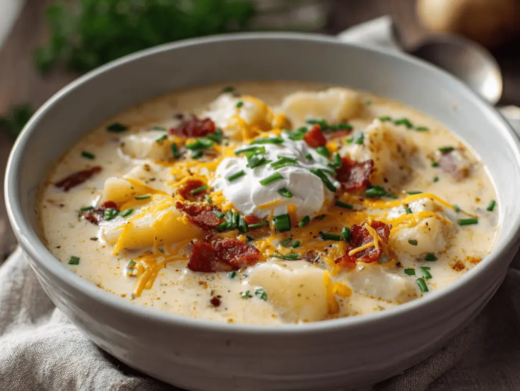 loaded potato soup recipe - featured image
