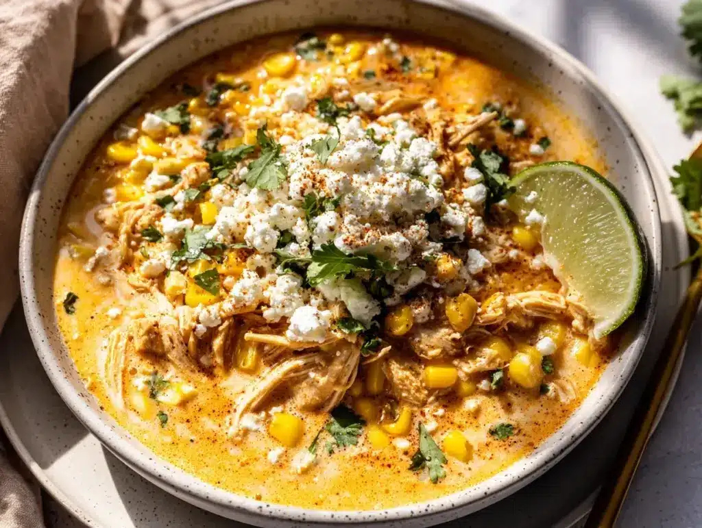 Mexican street corn chicken chowder - featured image