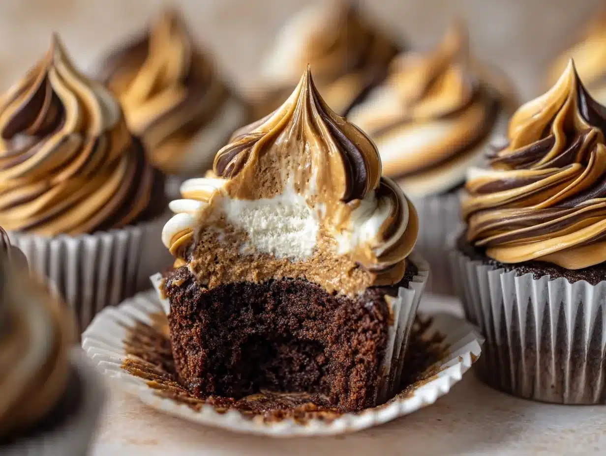 mocha swirl cream-filled cupcakes preparation steps