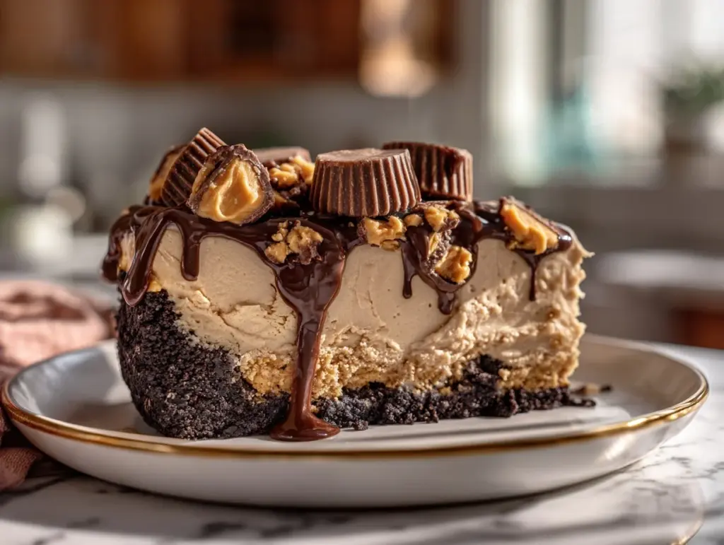 no-bake Reese’s Peanut Butter Cup cheesecake - featured image