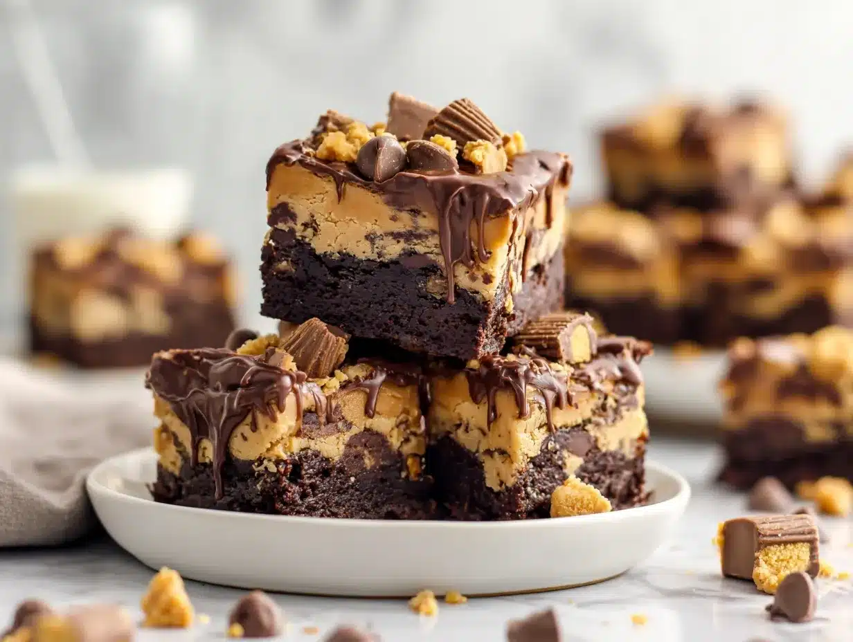 peanut butter brownie cookie dough bars preparation steps