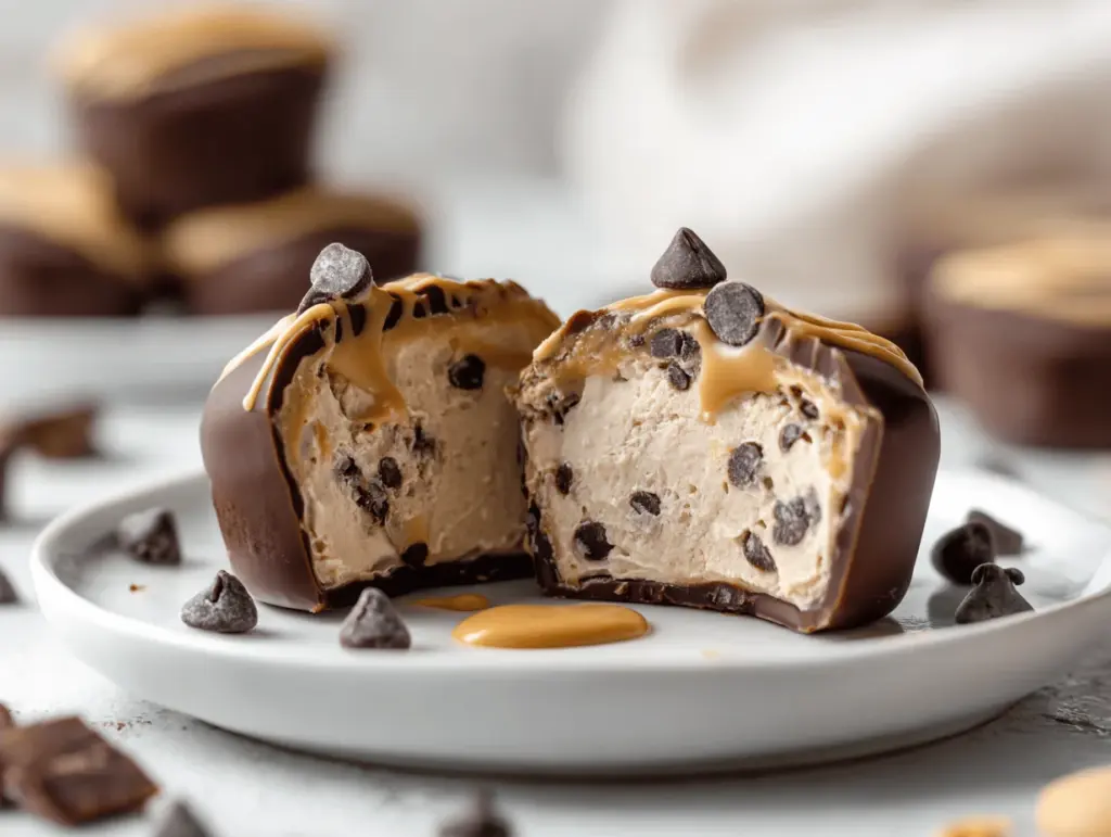 peanut butter chocolate chip frozen yogurt bites - featured image