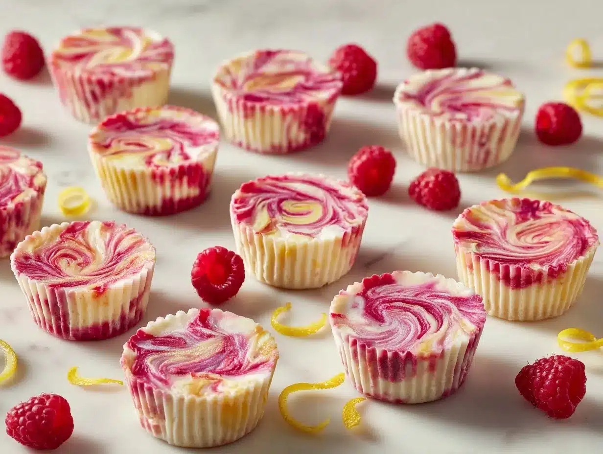 raspberry lemon swirl Greek yogurt cheesecake bites preparation steps