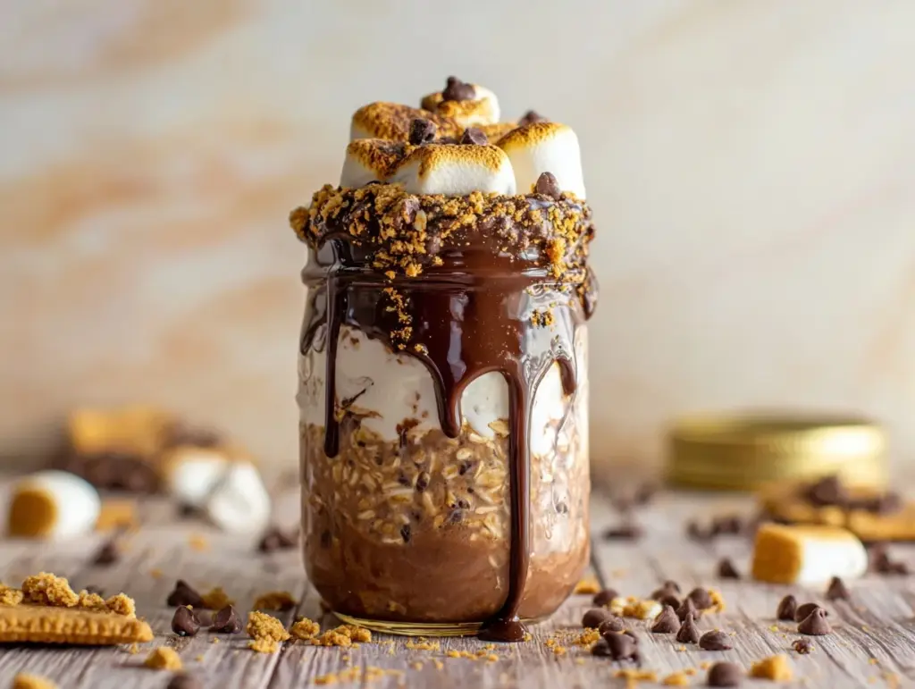 smores brownie batter overnight oats - featured image