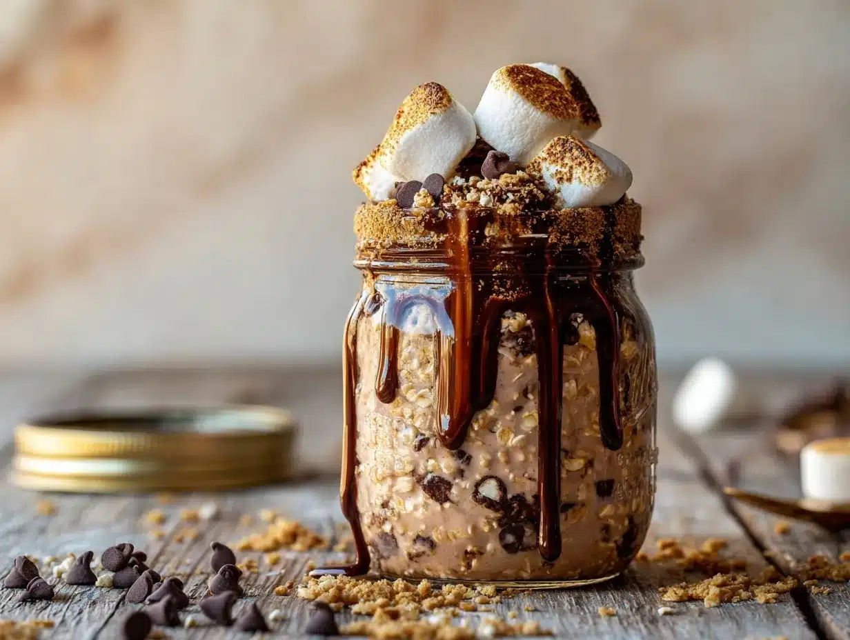 smores brownie batter overnight oats preparation steps