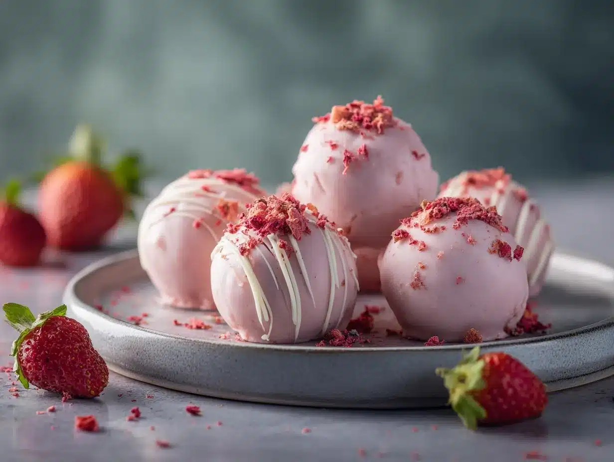 strawberry cheesecake protein balls preparation steps