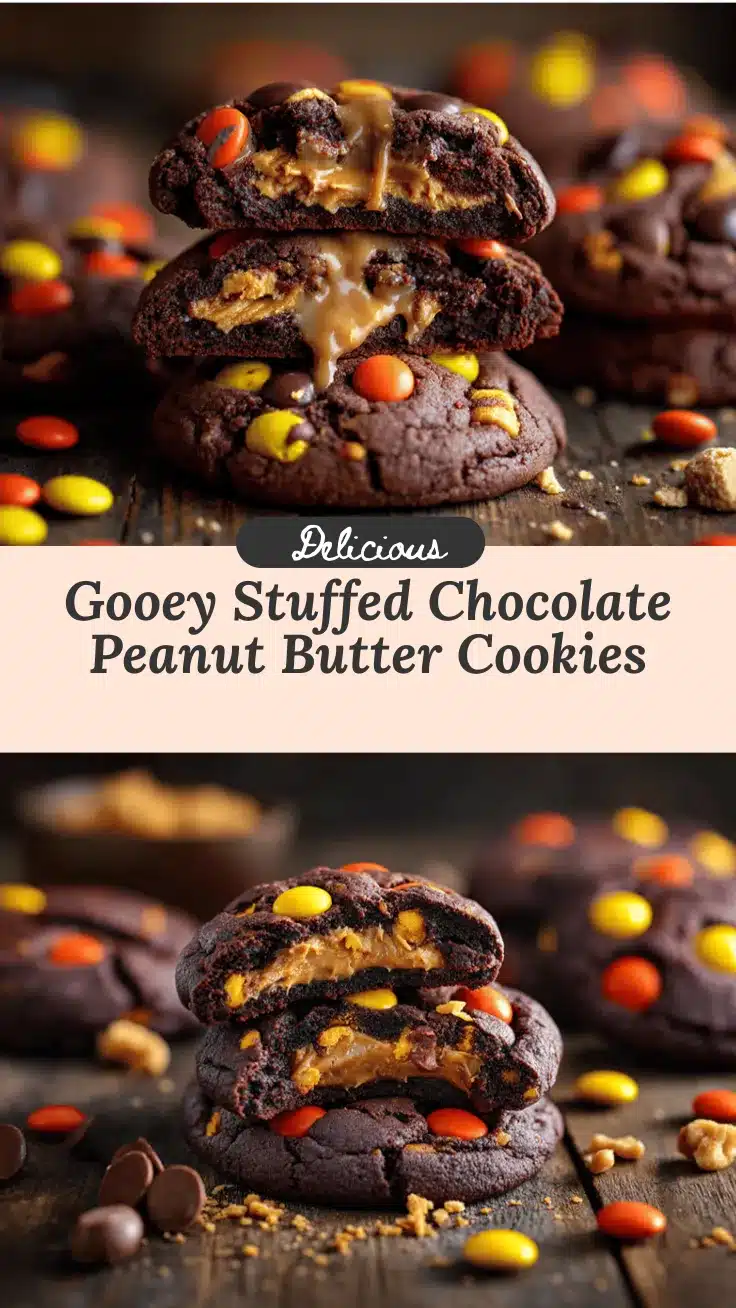 stuffed chocolate peanut butter monster cookies recipe