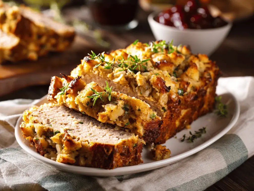 stuffing topped turkey meatloaf - featured image