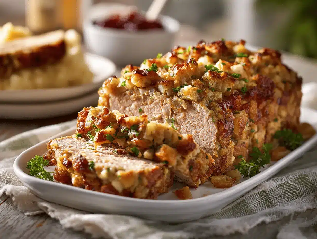 stuffing topped turkey meatloaf preparation steps