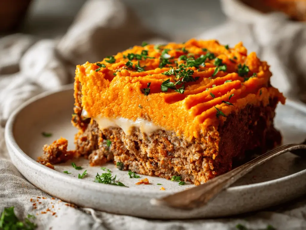 sweet potato topped meatloaf - featured image