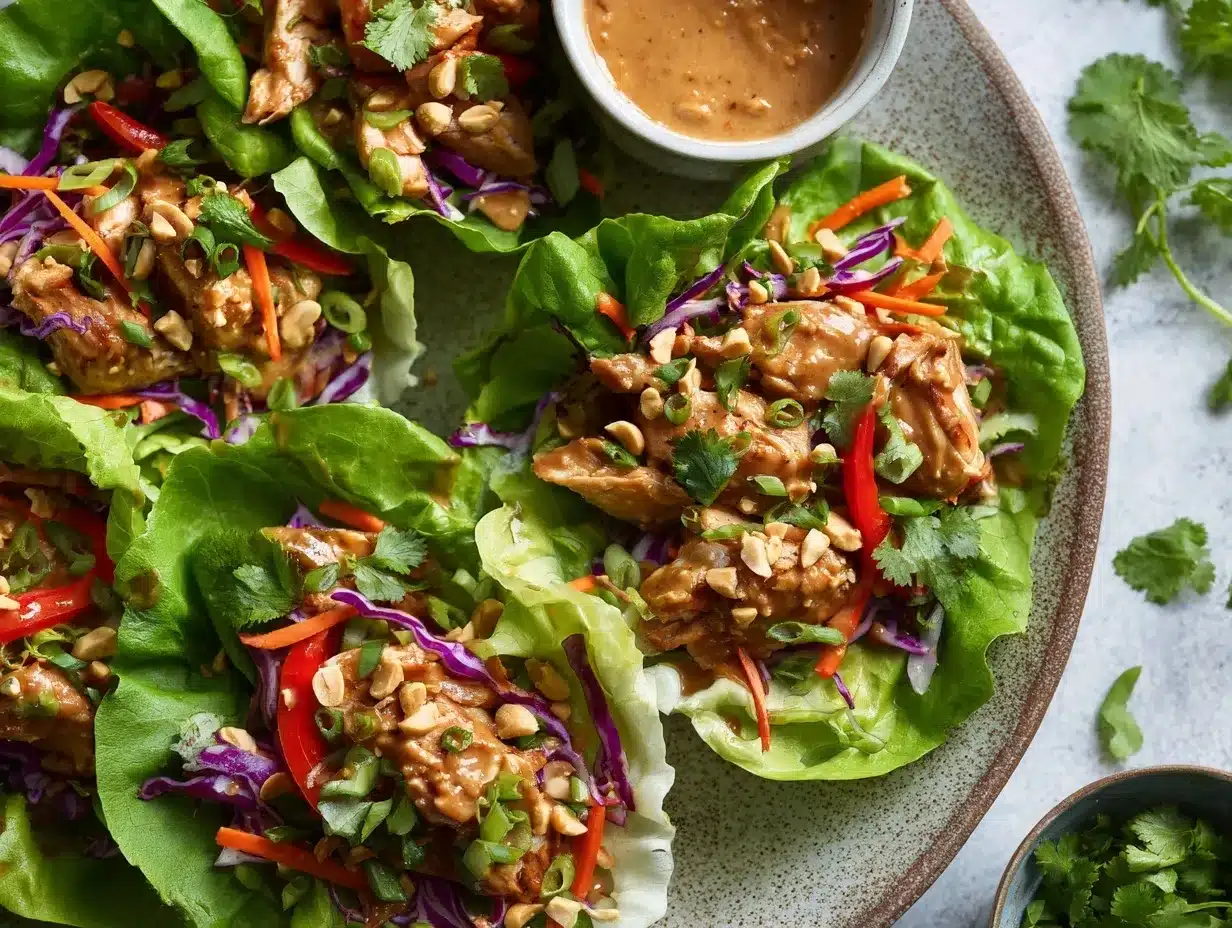 Thai peanut chicken lettuce wraps preparation steps